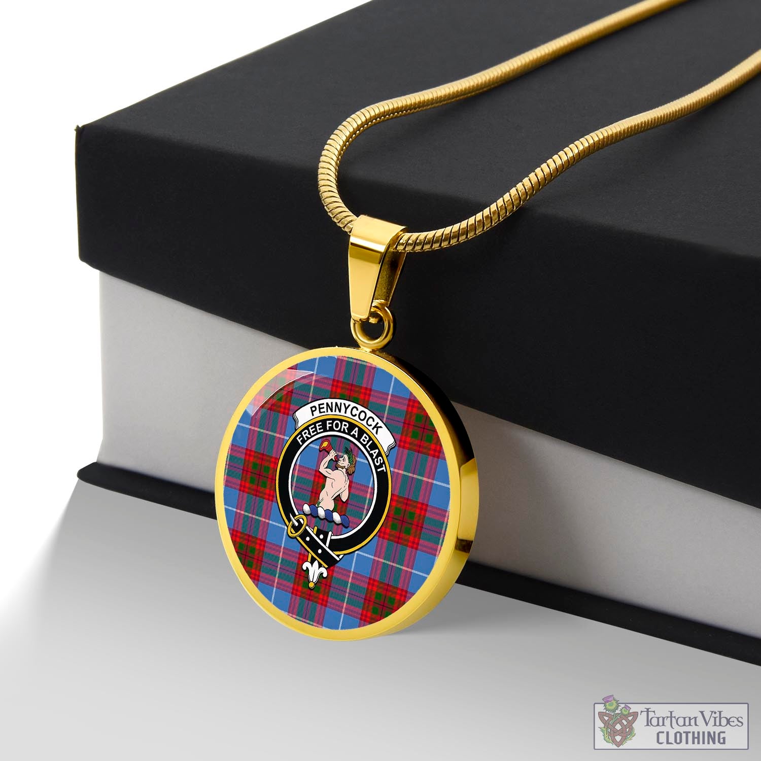 Pennycook Tartan Circle Necklace with Family Crest Luxury Necklace (Gold) No - Tartan Vibes Clothing