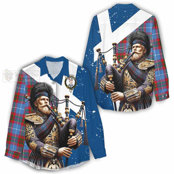Pennycook Tartan Women's Casual Shirt with Family Crest Scottish Bagpiper Vibes - Tartan Vibes Clothing