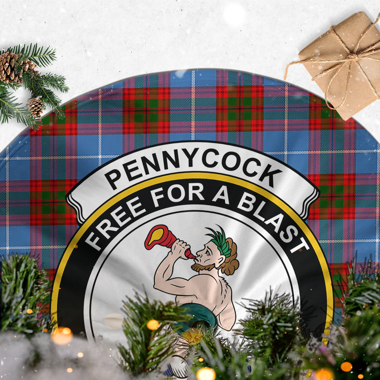 Pennycook Tartan Christmas Tree Skirt with Family Crest - Tartan Vibes Clothing