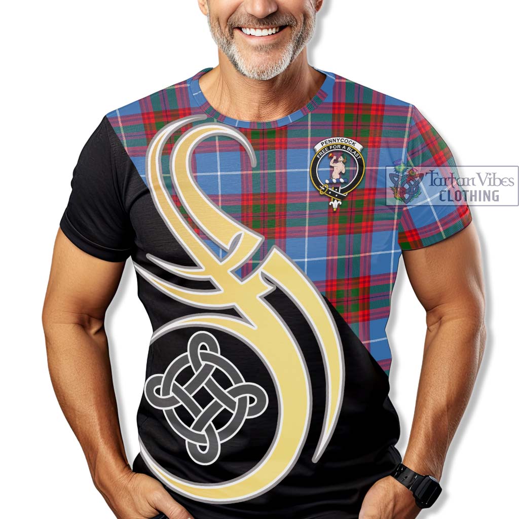 Tartan Vibes Clothing Pennycook Tartan T-Shirt with Family Crest and Celtic Symbol Style