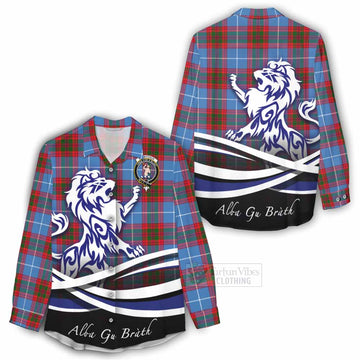 Pennycook Tartan Women's Casual Shirt with Alba Gu Brath Regal Lion Emblem - Tartan Vibes Clothing