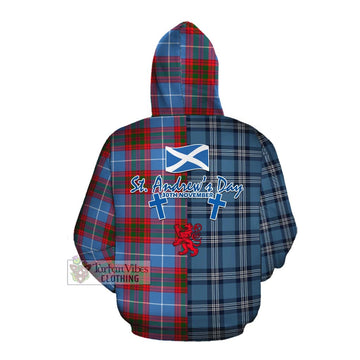 Pennycook Tartan Cotton Hoodie Happy St. Andrew's Day Half Tartan Style Pullover Hoodie - Tartan Vibes Clothing