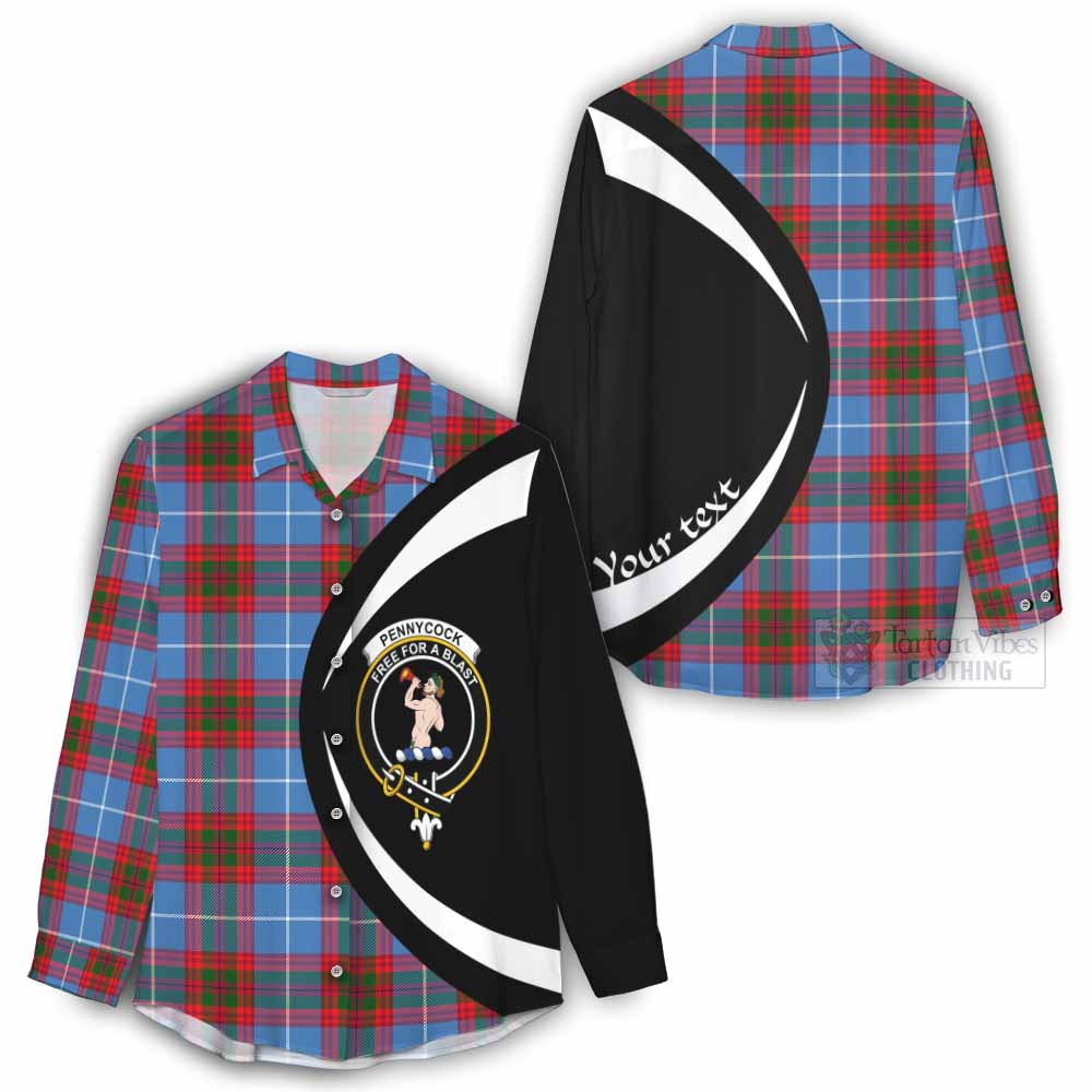Pennycook Tartan Women's Casual Shirt with Family Crest Circle Style - Tartan Vibes Clothing