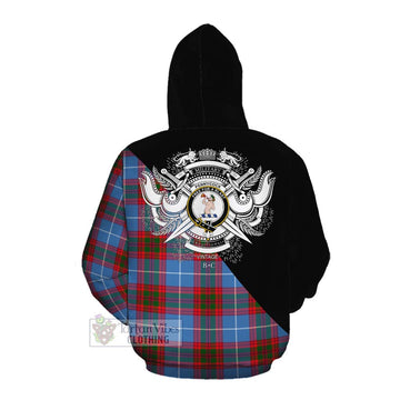 Pennycook Tartan Cotton Hoodie with Family Crest and Military Logo Style Pullover Hoodie - Tartan Vibes Clothing