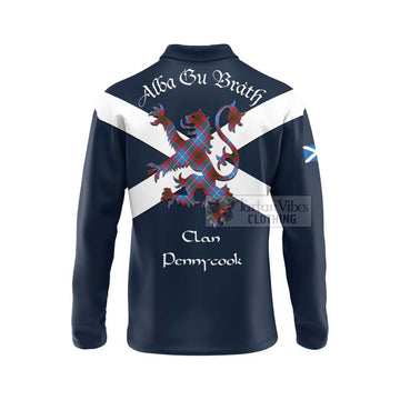 Pennycook Tartan Lion Rampant Long Sleeve Polo Shirt Proudly Display Your Heritage with Alba Gu Brath and Clan Name - Tartan Vibes Clothing