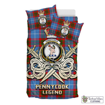 Pennycook Tartan Bedding Set with Clan Crest and the Golden Sword of Courageous Legacy