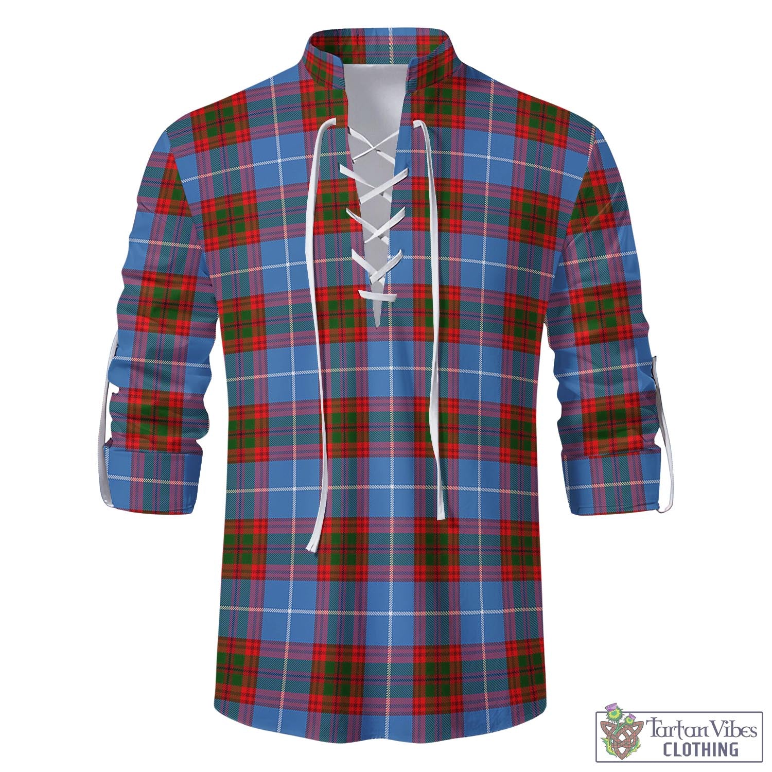 Tartan Vibes Clothing Pennycook Tartan Men's Scottish Traditional Jacobite Ghillie Kilt Shirt