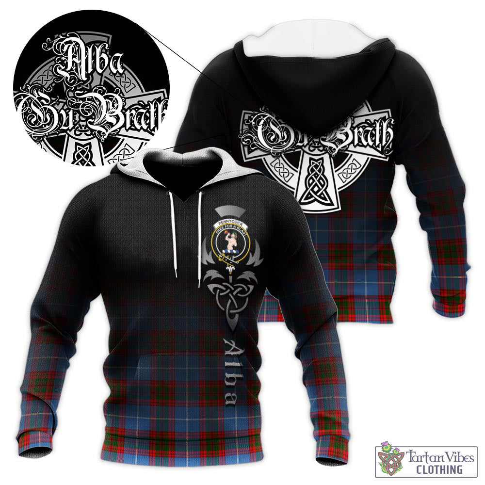 Tartan Vibes Clothing Pennycook Tartan Knitted Hoodie Featuring Alba Gu Brath Family Crest Celtic Inspired