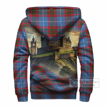 Pennycook Tartan Family Crest Sherpa Hoodie with Scottish Ancient Castle Style - Tartan Vibes Clothing