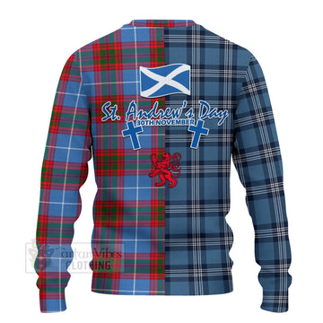 Pennycook Tartan Knitted Sweater Happy St. Andrew's Day Half Tartan Style - Tartan Vibes Clothing