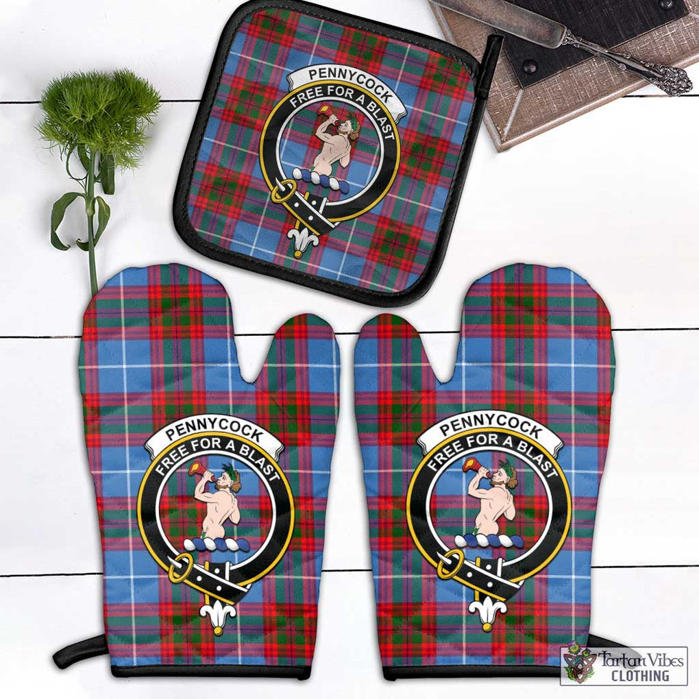 Pennycook Tartan Combo Oven Mitt & Pot-Holder with Family Crest Black - Tartan Vibes Clothing