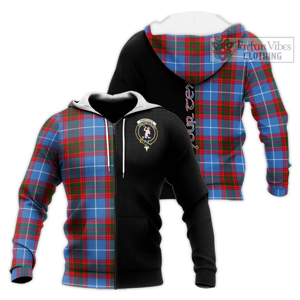 Pennycook Tartan Knitted Hoodie with Family Crest and Half Of Me Style Unisex Knitted Zip Hoodie - Tartanvibesclothing Shop