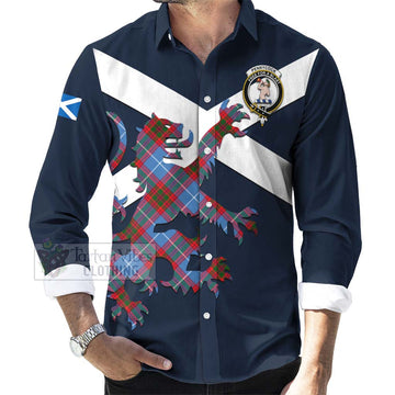 Pennycook Tartan Lion Rampant Long Sleeve Button Shirt Proudly Display Your Heritage with Alba Gu Brath and Clan Name Men's Shirt - Tartan Vibes Clothing