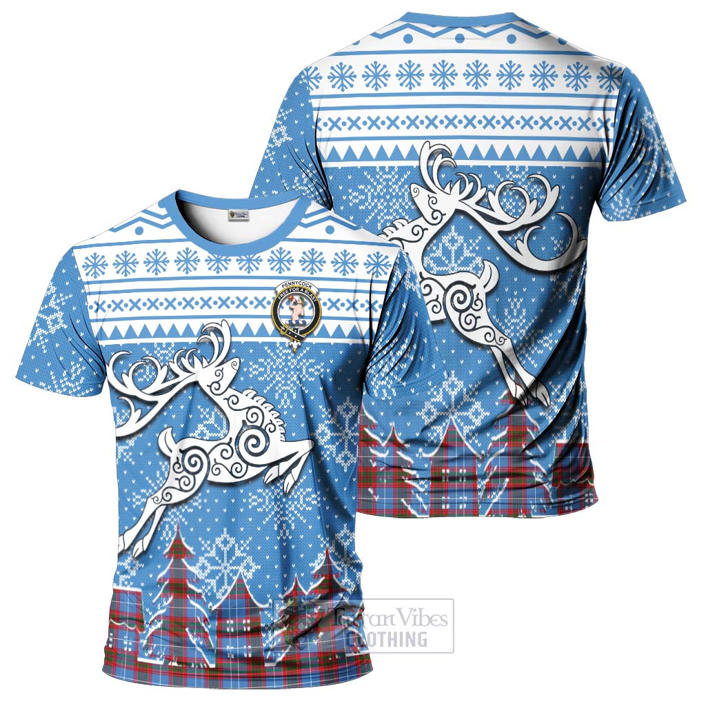 Pennycook Clan Christmas T-Shirt Celtic Reindeer Style - Tartan Vibes Clothing