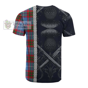 Tartan Vibes Clothing Pennycook Tartan Cotton T-shirt with Family Crest Cross Sword Thistle Celtic Vibes