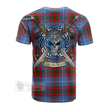 Tartan Vibes Clothing Pennycook Tartan Cotton T-shirt with Family Crest Celtic Skull Style
