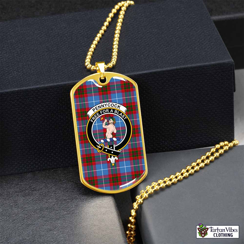 Pennycook Tartan Dog Tag Necklace with Family Crest Gold No - Tartan Vibes Clothing