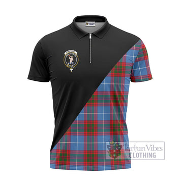 Pennycook Tartan Zipper Polo Shirt with Family Crest and Military Logo Style - Tartan Vibes Clothing