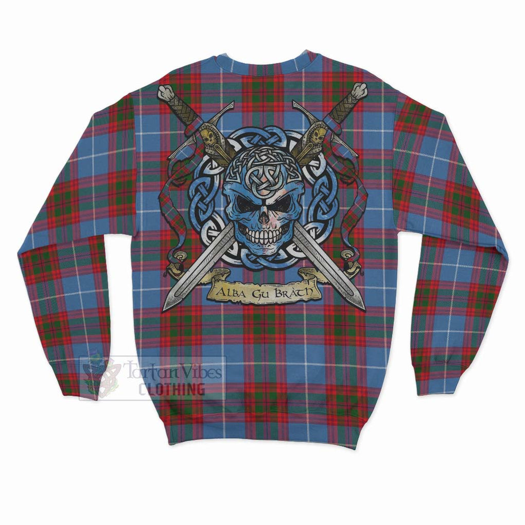 Pennycook Tartan Sweatshirt with Family Crest Celtic Skull Style - Tartan Vibes Clothing