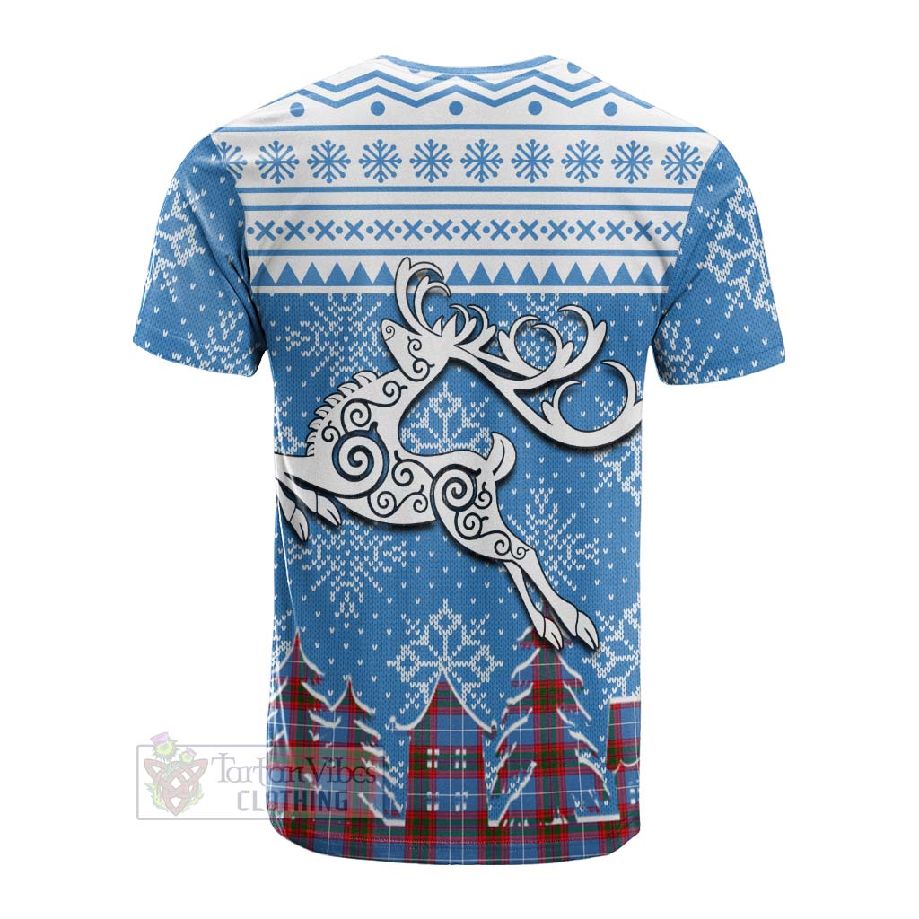 Tartan Vibes Clothing Pennycook Clan Christmas Cotton T-shirt Celtic Reindeer Style