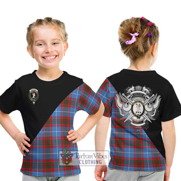 Pennycook Tartan Kid T-Shirt with Family Crest and Military Logo Style - Tartan Vibes Clothing