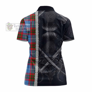 Pennycook Tartan Women's Polo Shirt with Family Crest Cross Sword Thistle Celtic Vibes - Tartan Vibes Clothing