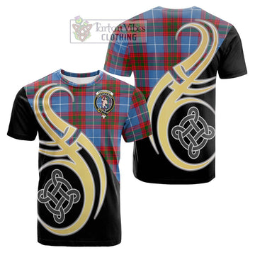 Tartan Vibes Clothing Pennycook Tartan Cotton T-shirt with Family Crest and Celtic Symbol Style