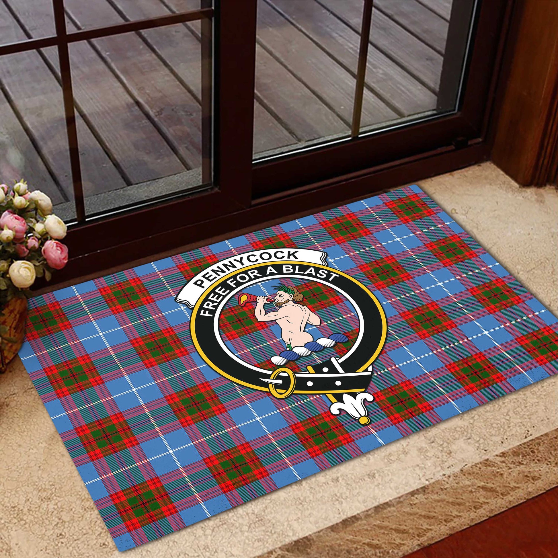 Pennycook Tartan Rubber Doormat with Family Crest - Tartan Vibes Clothing