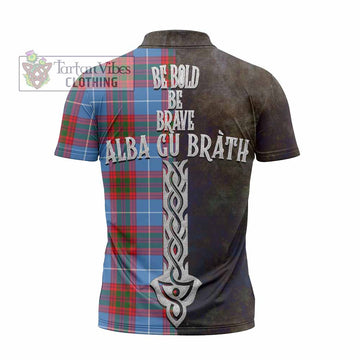 Pennycook Tartan Family Crest Zipper Polo Shirt Alba Gu Brath Be Brave Lion Ancient Style - Tartan Vibes Clothing