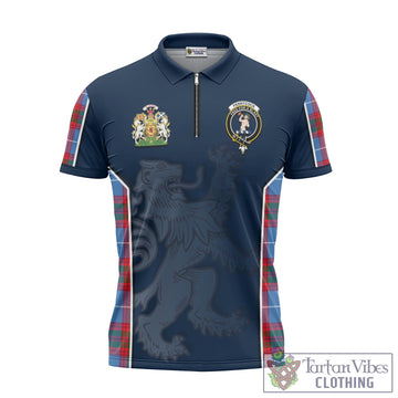 Pennycook Tartan Zipper Polo Shirt with Family Crest and Lion Rampant Vibes Sport Style