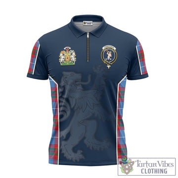 Pennycook Tartan Zipper Polo Shirt with Family Crest and Lion Rampant Vibes Sport Style - Tartan Vibes Clothing