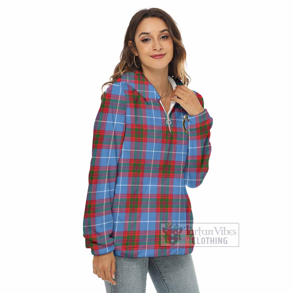 Pennycook Tartan Women's Borg Fleece Hoodie with Half Zip with Family Crest - Tartan Vibes Clothing