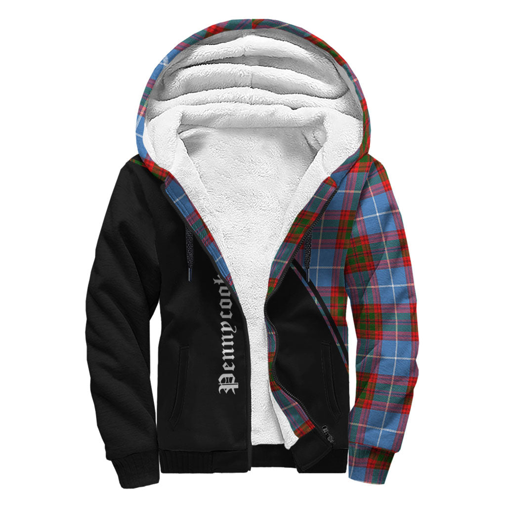 Pennycook Tartan Sherpa Hoodie with Family Crest Curve Style - Tartan Vibes Clothing