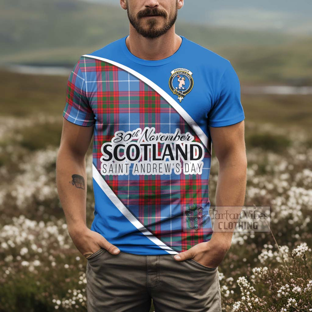 Tartan Vibes Clothing Pennycook Family Crest Tartan T-Shirt Celebrate Saint Andrew's Day in Style