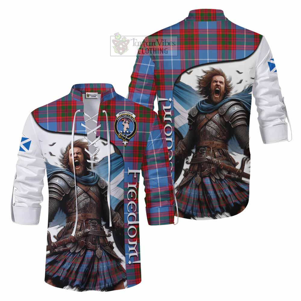 Tartan Vibes Clothing Pennycook Crest Tartan Ghillie Kilt Shirt Inspired by the Freedom of Scottish Warrior