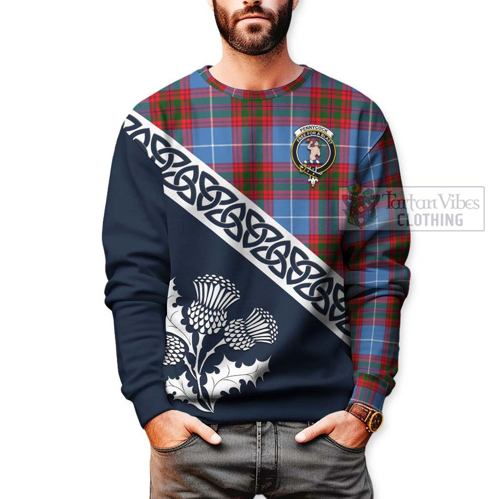 Pennycook Tartan Sweatshirt Featuring Thistle and Scotland Map - Tartan Vibes Clothing