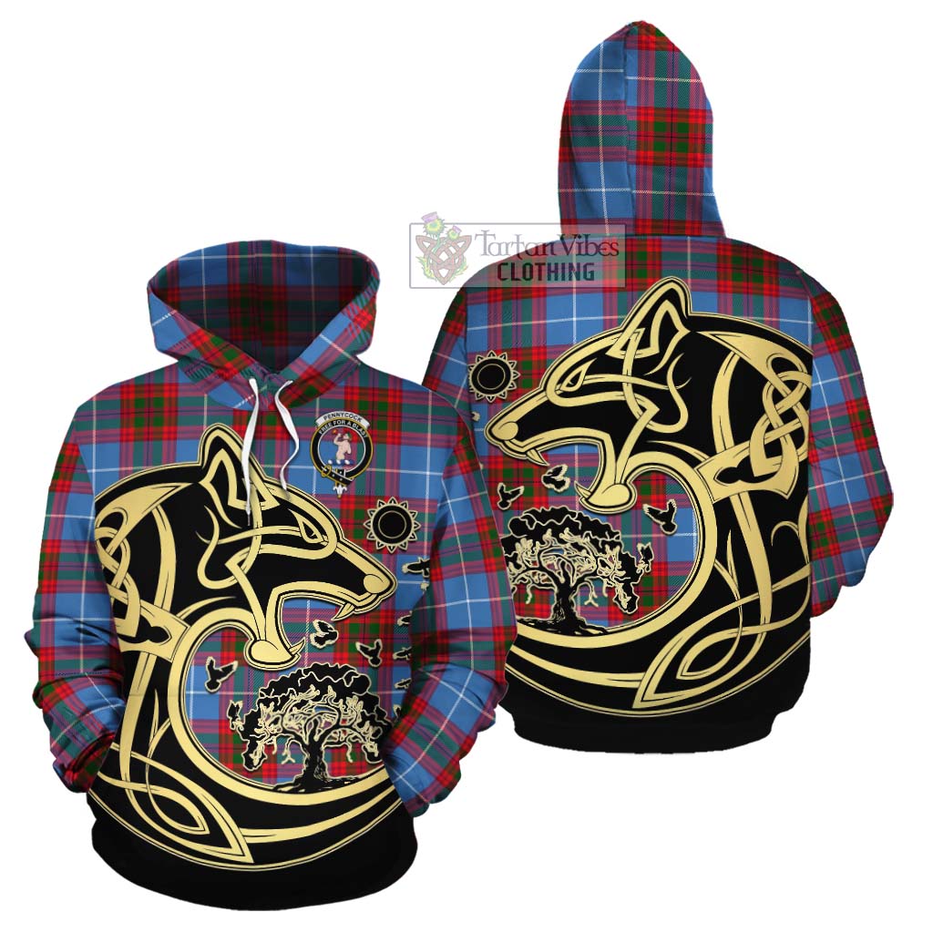 Pennycook Tartan Cotton Hoodie with Family Crest Celtic Wolf Style Zip Hoodie - Tartan Vibes Clothing