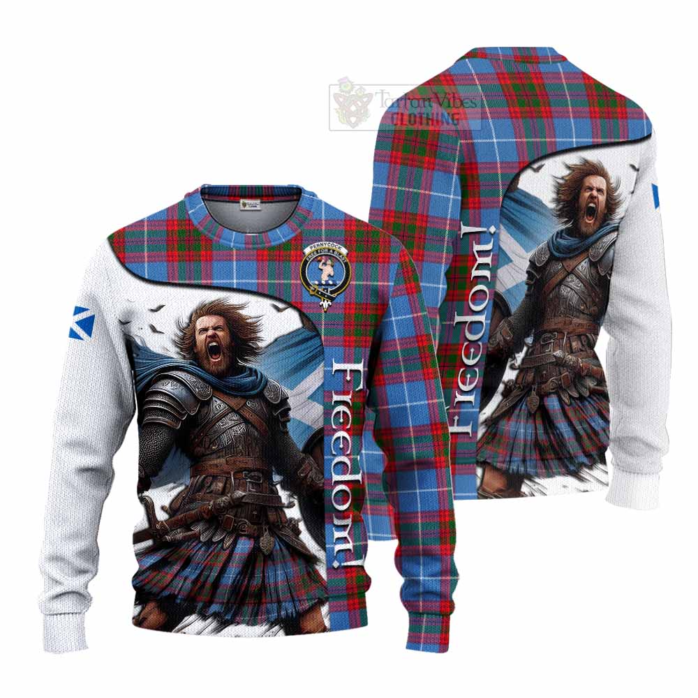 Tartan Vibes Clothing Pennycook Crest Tartan Knitted Sweater Inspired by the Freedom of Scottish Warrior