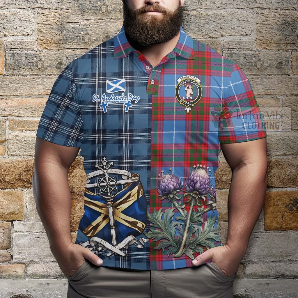 Pennycook Tartan Polo Shirt Happy St. Andrew's Day Half Tartan Style - Tartan Vibes Clothing