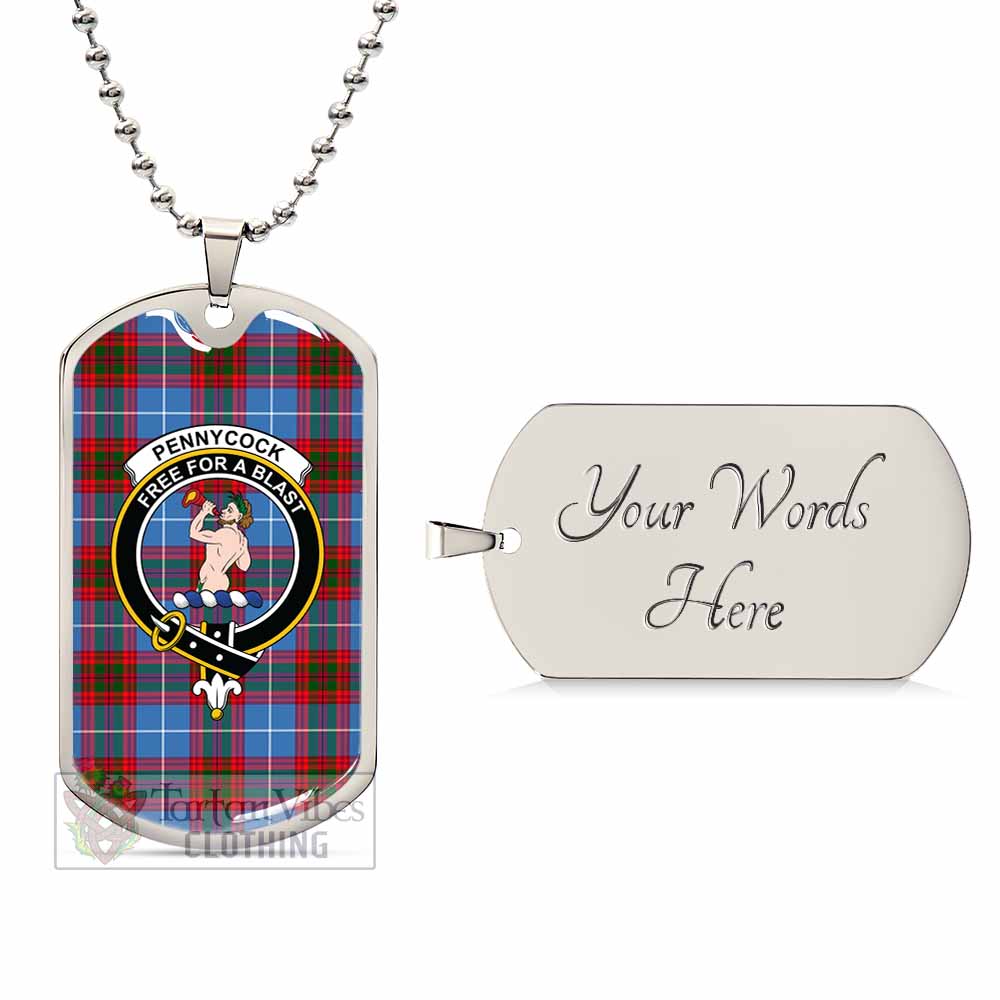 Pennycook Tartan Dog Tag Necklace with Family Crest Silver Yes - Tartan Vibes Clothing