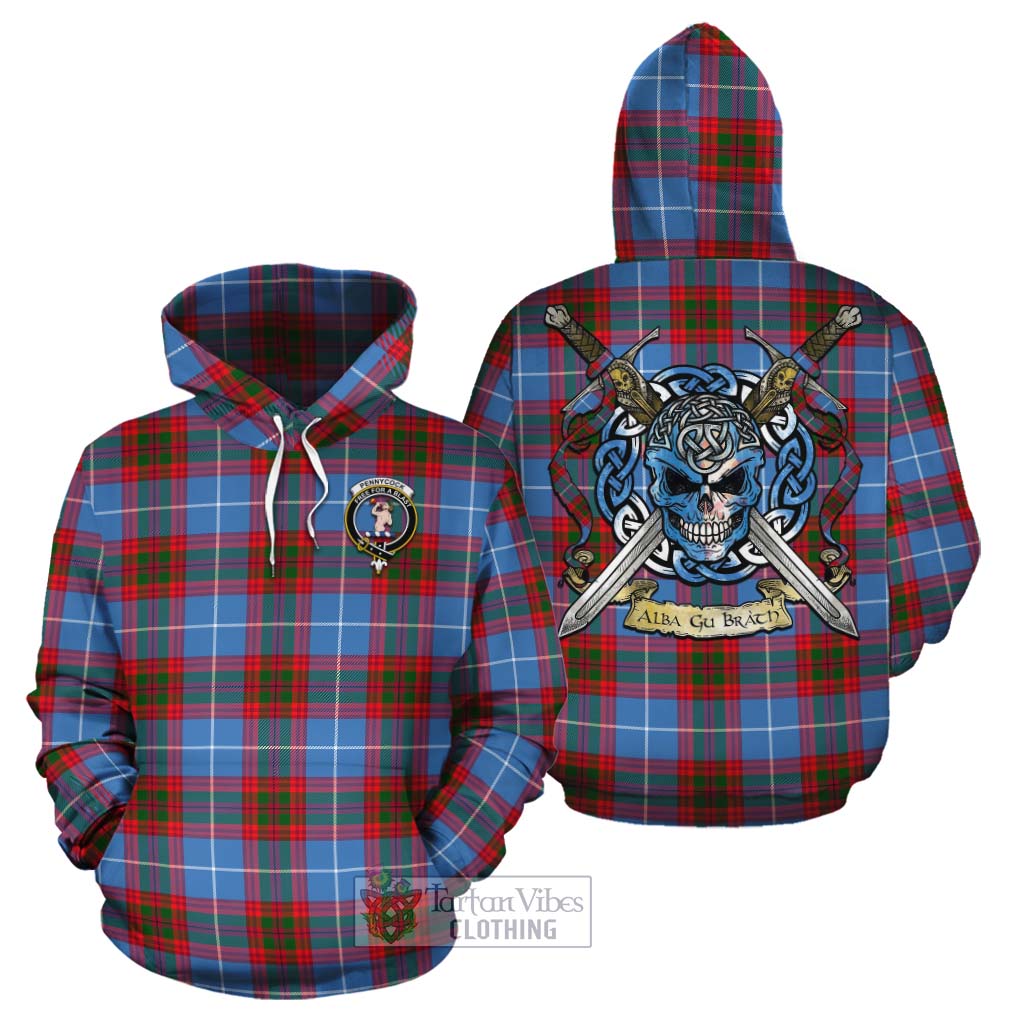 Pennycook Tartan Cotton Hoodie with Family Crest Celtic Skull Style Zip Hoodie - Tartan Vibes Clothing