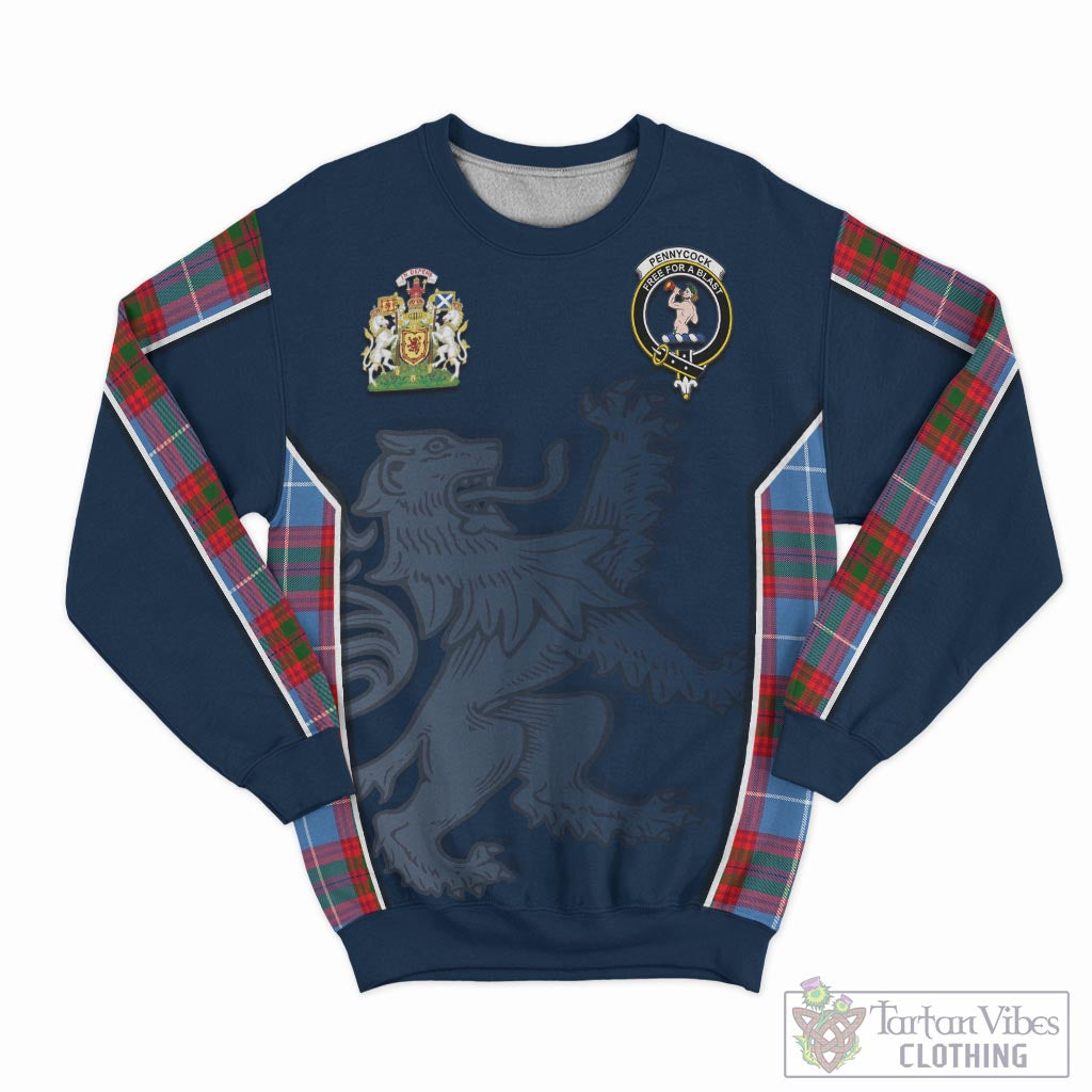 Tartan Vibes Clothing Pennycook Tartan Sweater with Family Crest and Lion Rampant Vibes Sport Style
