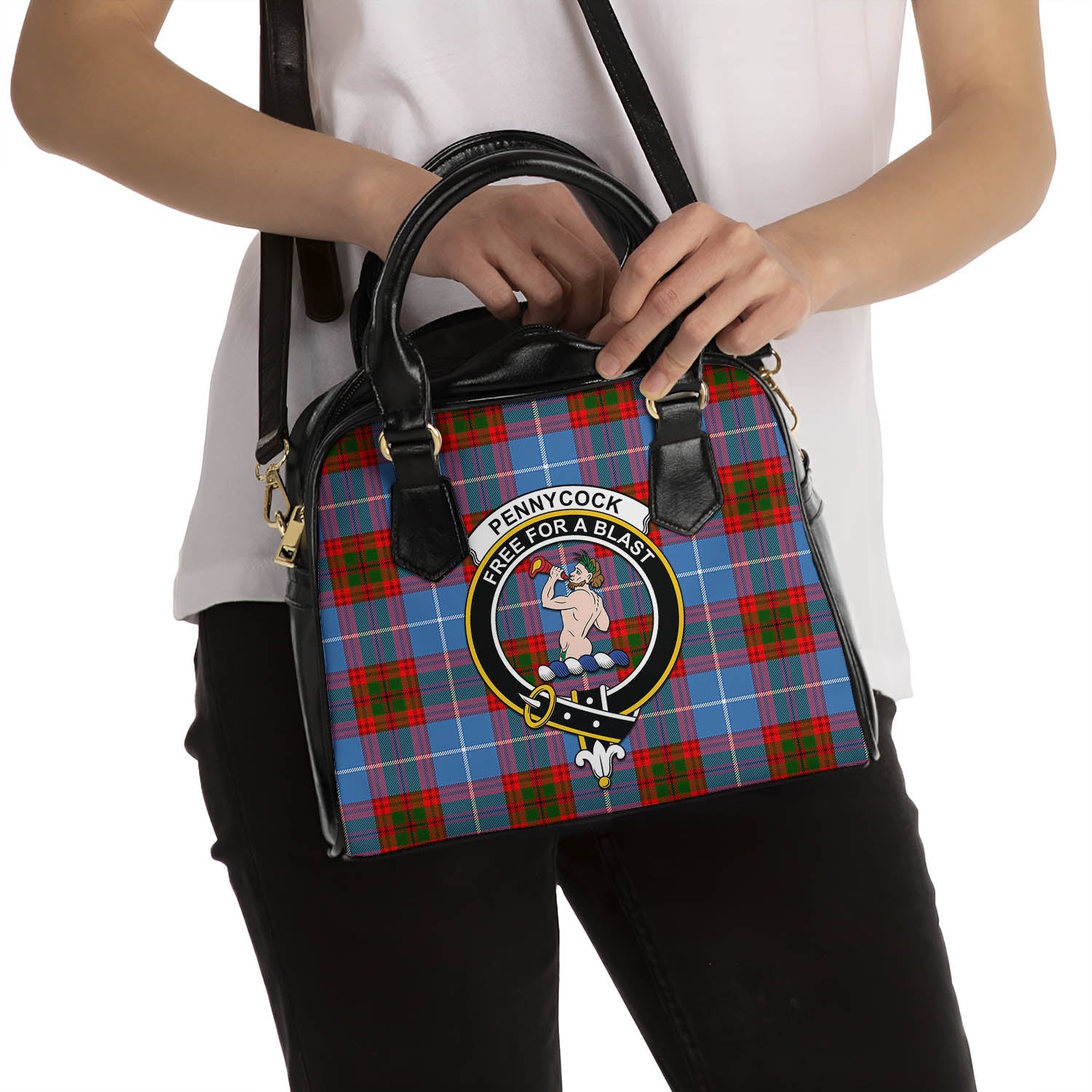 Pennycook Tartan Shoulder Handbags with Family Crest - Tartan Vibes Clothing