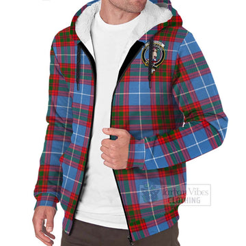 Pennycook Tartan Sherpa Hoodie with Family Crest Celtic Skull Style