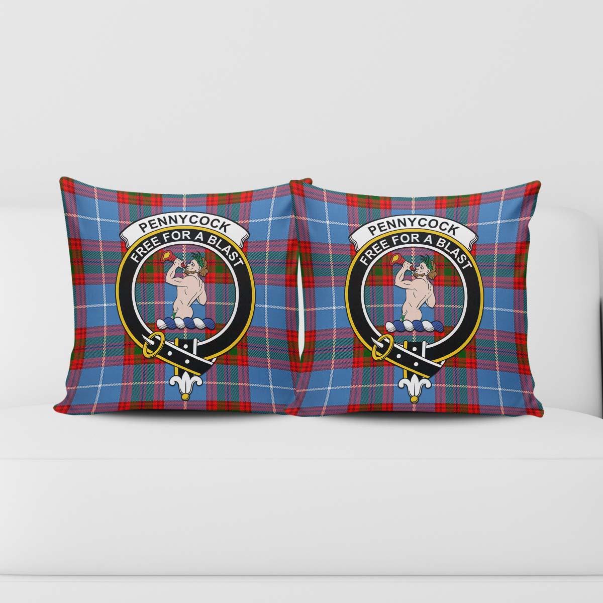Pennycook Tartan Pillow Cover with Family Crest - Tartan Vibes Clothing