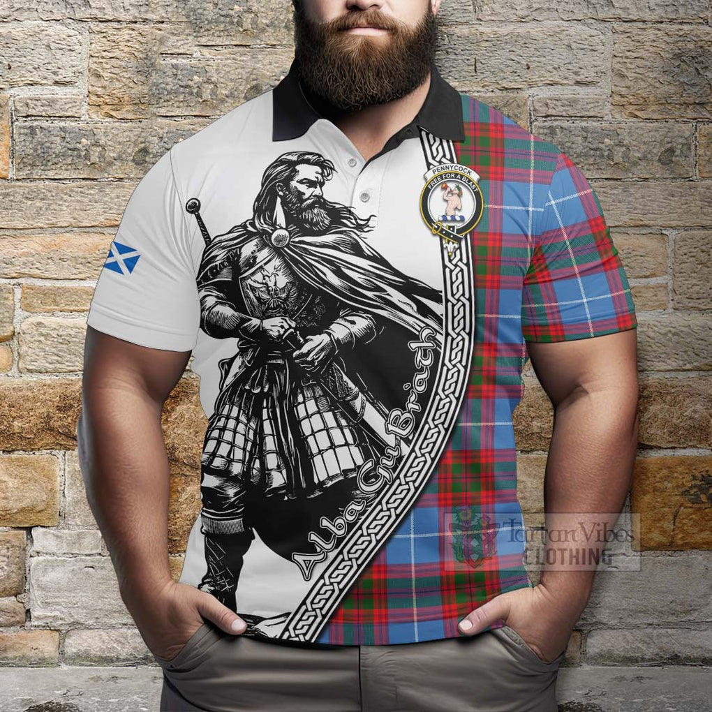 Pennycook Tartan Clan Crest Polo Shirt with Highlander Warrior Celtic Style - Tartan Vibes Clothing