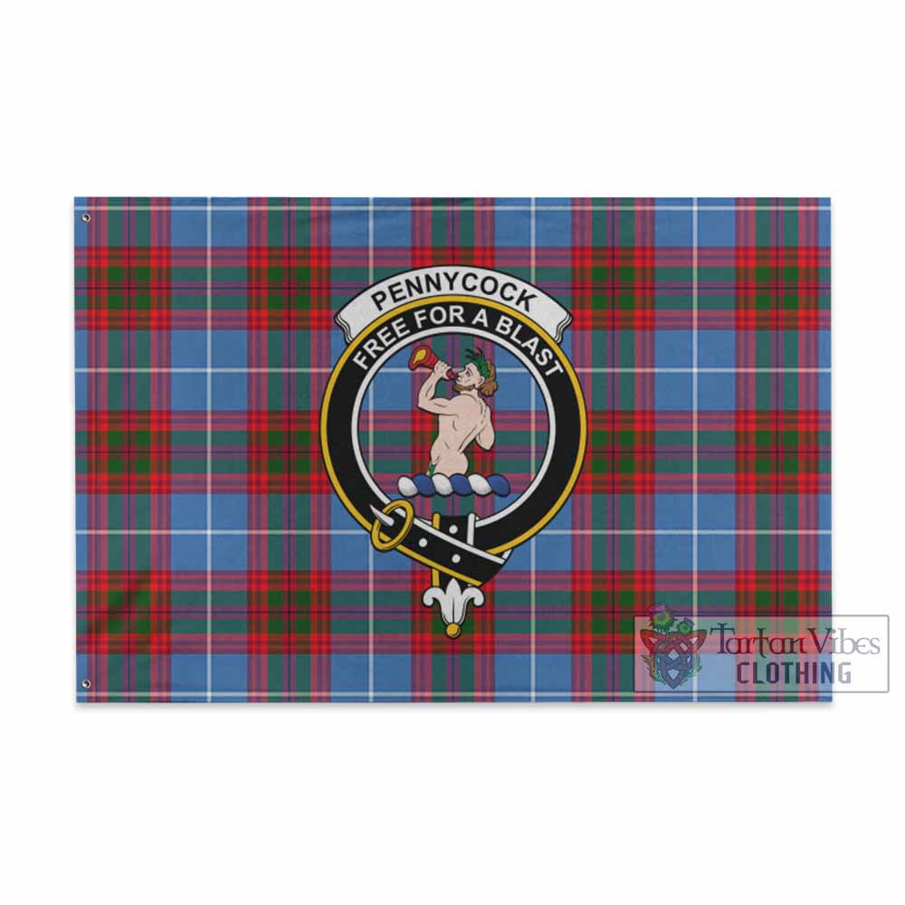 Tartan Vibes Clothing Pennycook Tartan House Flag with Family Crest