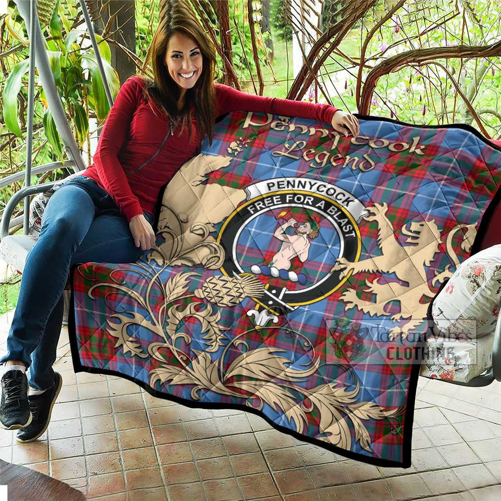 Tartan Vibes Clothing Pennycook Tartan Quilt with Family Crest and Scottish Symbol Style