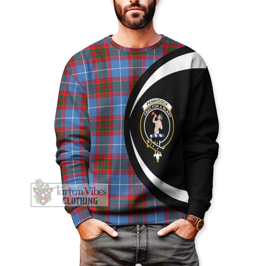 Pennycook Tartan Sweatshirt with Family Crest Circle Style - Tartan Vibes Clothing