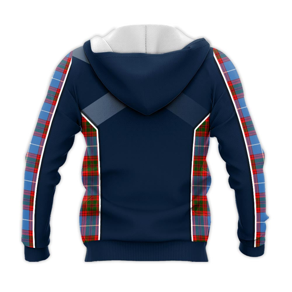 Tartan Vibes Clothing Pennycook Tartan Knitted Hoodie with Family Crest and Scottish Thistle Vibes Sport Style